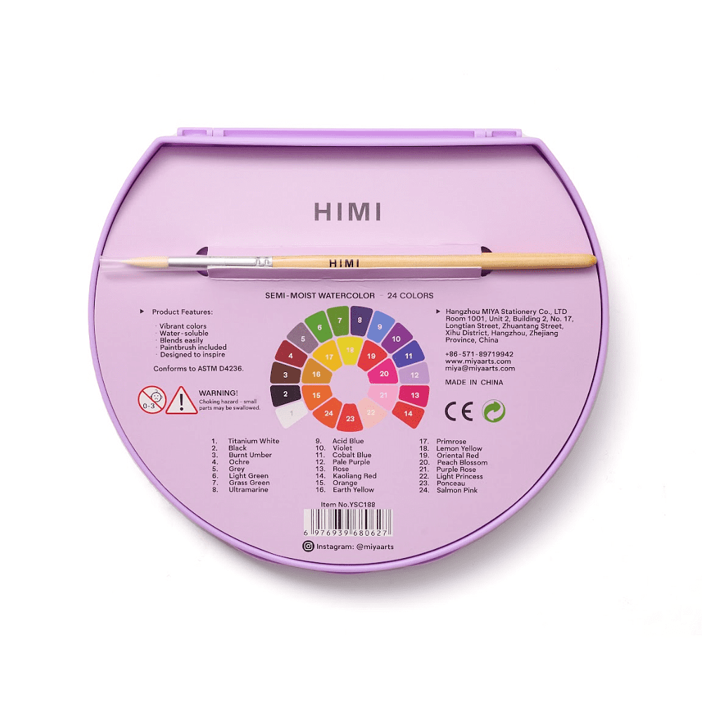 Краски акварельные "Himi", набор, 24 цвета, фиолетовый футляр - 10