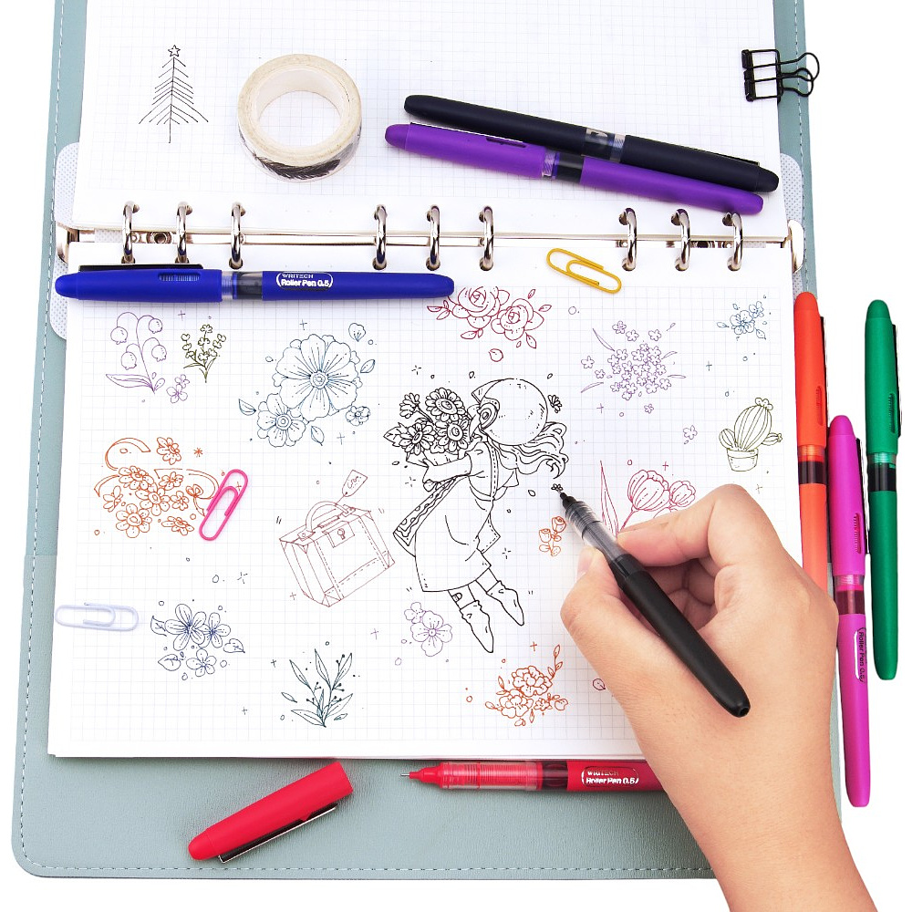 Ручка-роллер "Writech", 0,5 мм, синий, стерж. синий - 5