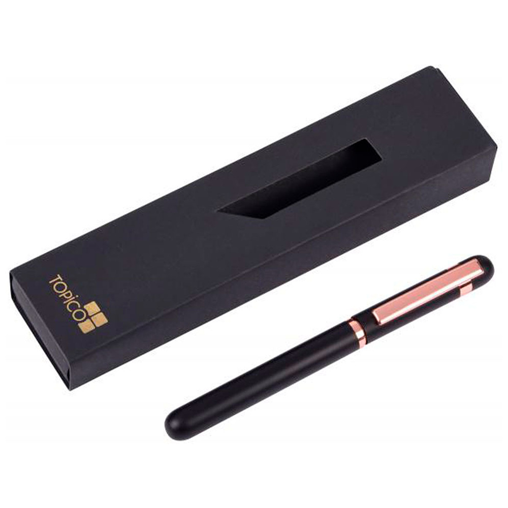Ручка роллер "Copper roller", 0.7 мм, черный, стерж. синий
