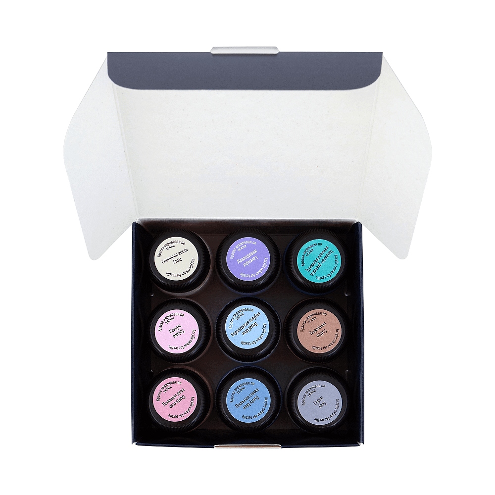 Краска акриловая по ткани "Декола пастель", набор 9 цветов, 20 мл, банки - 7