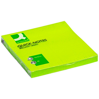 Бумага для заметок "Q-Connect", 76x76 мм, 80 листов, зеленый неон