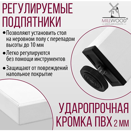 Стол Millwood Сеул, 1600х800 мм, белый - 6