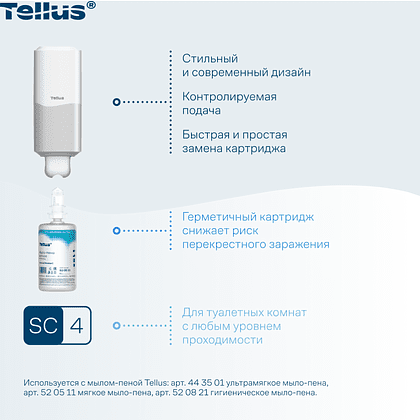 Диспенсер Tellus для мыла-пены, белый, SC4 - 7