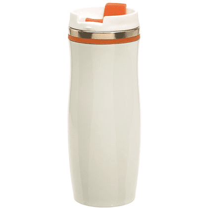 Кружка термическая "Crema", металл, пластик, 400 мл, белый, оранжевый