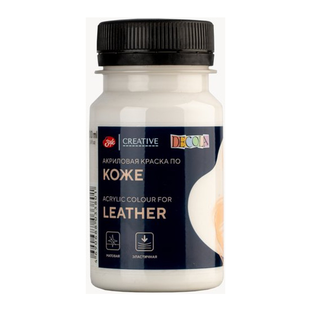 Краска акриловая для кожи "Декола", 104 белая, 100 мл., банка