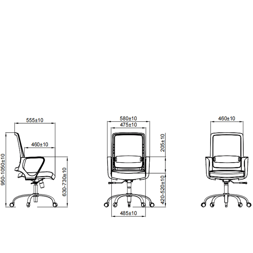 Кресло для персонала SitZone "U-0385 PL", ткань, пластик, черный, 2 шт/упак - 9