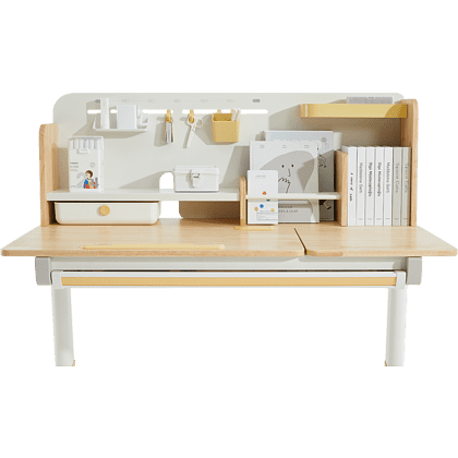 Стол Ergosmart регулируемый Galleon, 1200х700х(520-760) мм, гевея беленая, с книжной полкой - 6