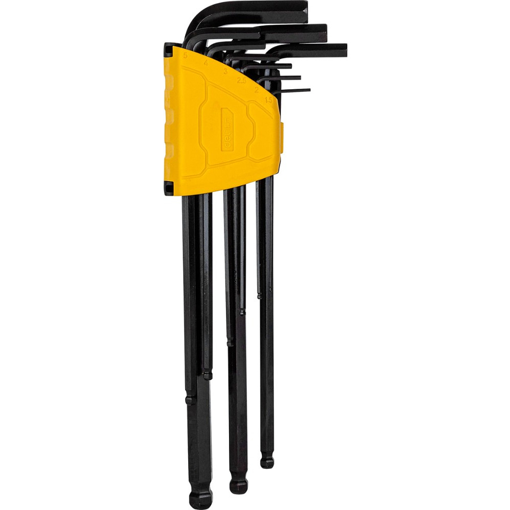 Набор ключей Г-образных Deli YS EDL232309H шестигранных, экстрадлинных, 1,5-10 мм, 9 шт., удлиненный, черный, блистер