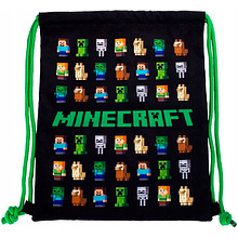 Мешок для обуви "Minecraft", 33x44 см, черный, зеленый