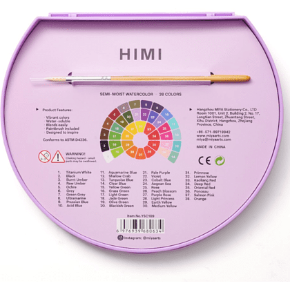 Краски акварельные "Himi", набор, 38 цветов, фиолетовый футляр - 7