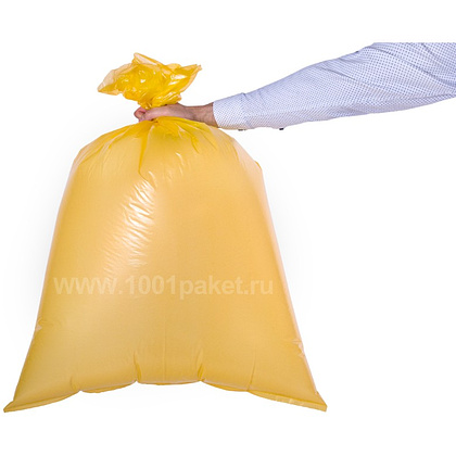 Мешки для мусора Ромашка Премиум, 120 л, ПВД, 35 мкм, 70х110 см, 10 шт/рулон, желтый - 2