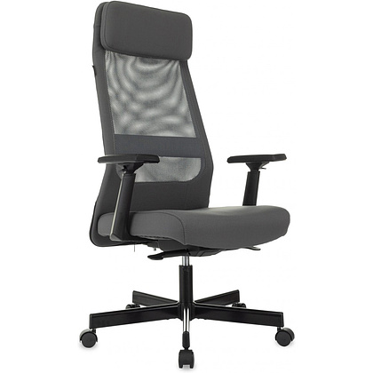 Кресло для руководителя Бюрократ T-995, ткань, сетка, серый, металл черный