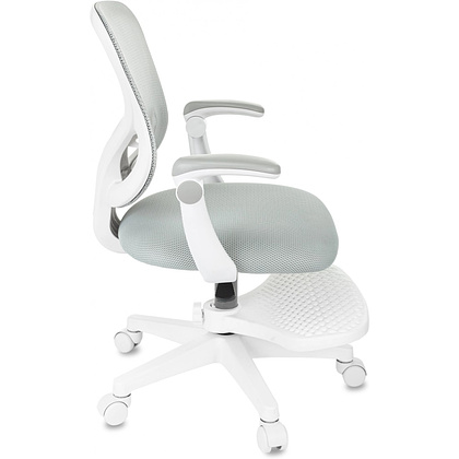 Кресло детское Бюрократ Burokids 3, сетка, ткань, пластик, корпус белый, подставка для ног, серый - 9