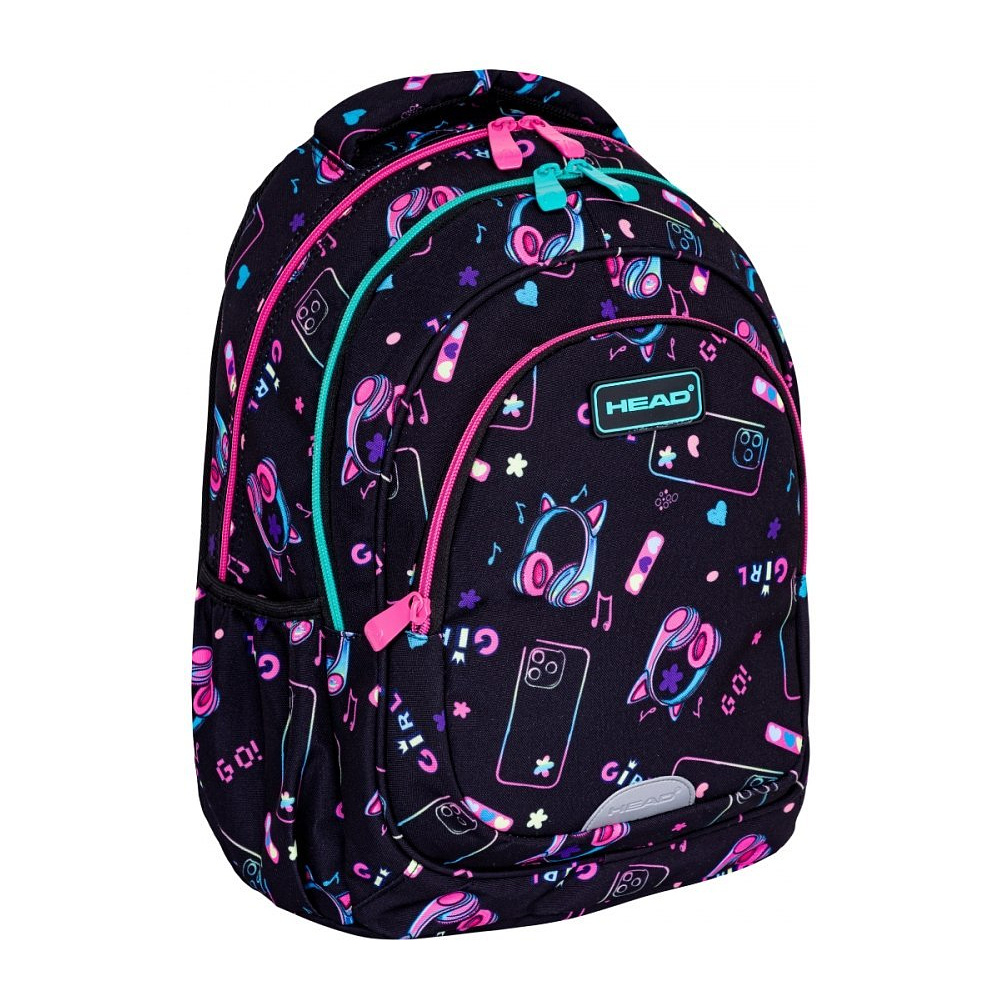 Рюкзак школьный "Head Girl Go!", черный, розовый