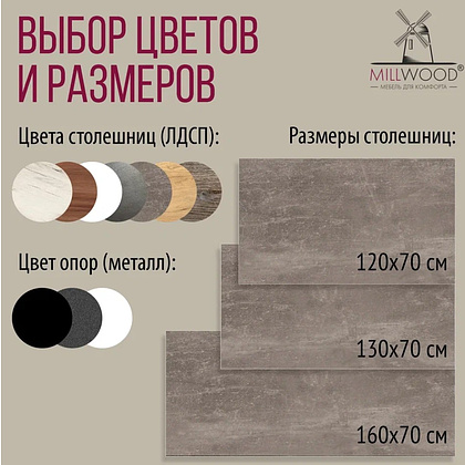 Стол письменный Millwood Лофт Сиэтл (ДТ-5), 1300х700 мм, бетон, черный - 8