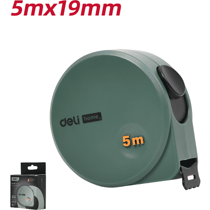 Рулетка Deli HS EHT8519L, 5 м х 19 мм, Soft Touch, зеленый - 5