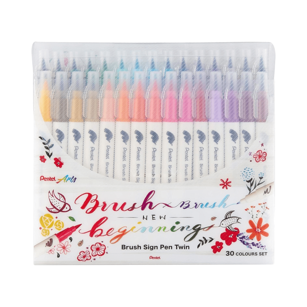Маркер-кисть "Brush Sign pen twin", 30 шт
