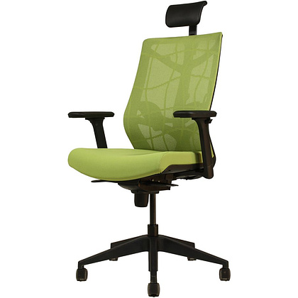 Кресло для руководителя "Nature II Slider", каркас черный, ткань, пластик, зеленый