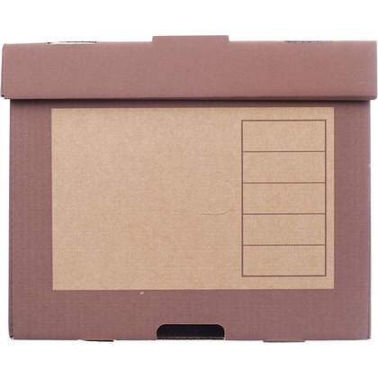 Короб архивный "Attache" с крышкой, 410x263x328 мм, коричневый - 3