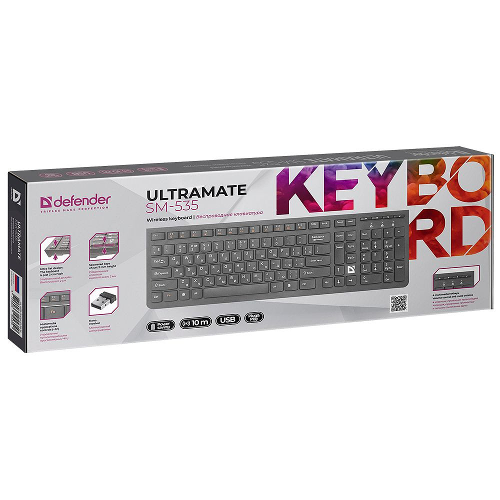 Клавиатура Defender "UltraMate SM-535 RU", беспроводная, черный - 4
