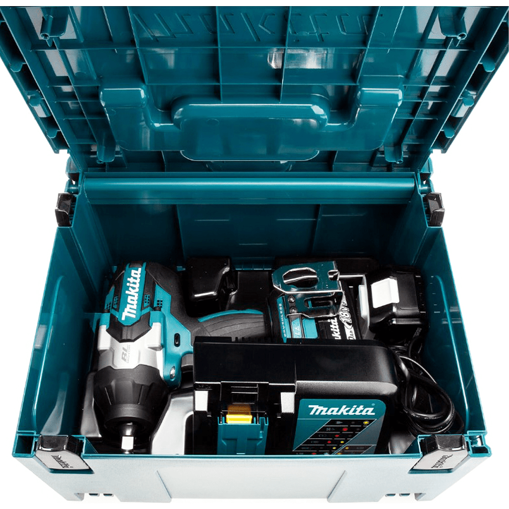 Аккумуляторный гайковерт MAKITA DTW1002RTJ, 18 В, 1050 Нм, 1/2", 5.0Ачx2, MakPac 3 - 3