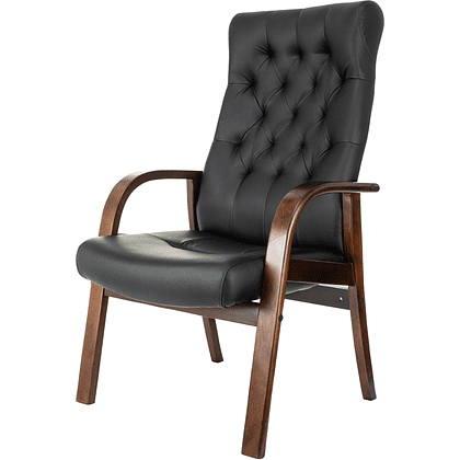 Кресло Бюрократ T-9928WALNUT-CF, натуральная кожа, черный, каркас дерево - 3