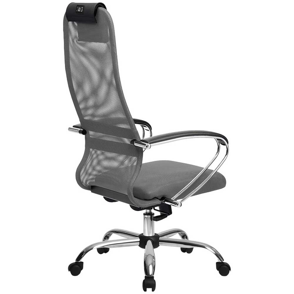 Кресло для руководителя "METTA BK-8 CH" ткань, хром, светло-серый - 2