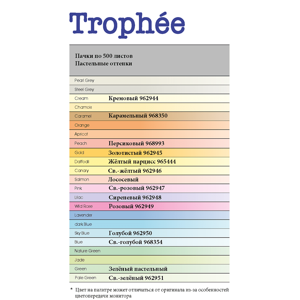 Бумага цветная "Trophée", А4, 500 листов, 80 г/м2, светло-голубой - 2
