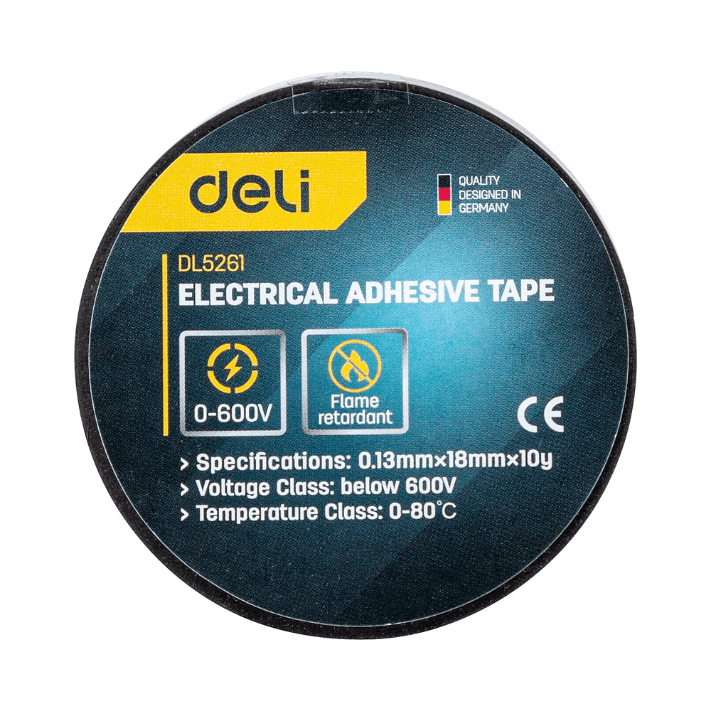 Изолента ПВХ Deli YS EDL5261, 18 мм x 10 м, 130 мкм, черная - 5