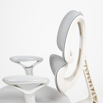 Кресло детское Ergosmart Antey, ткань, пластик, корпус белый, подставка для ног, с чехлом салатовым, серый - 4