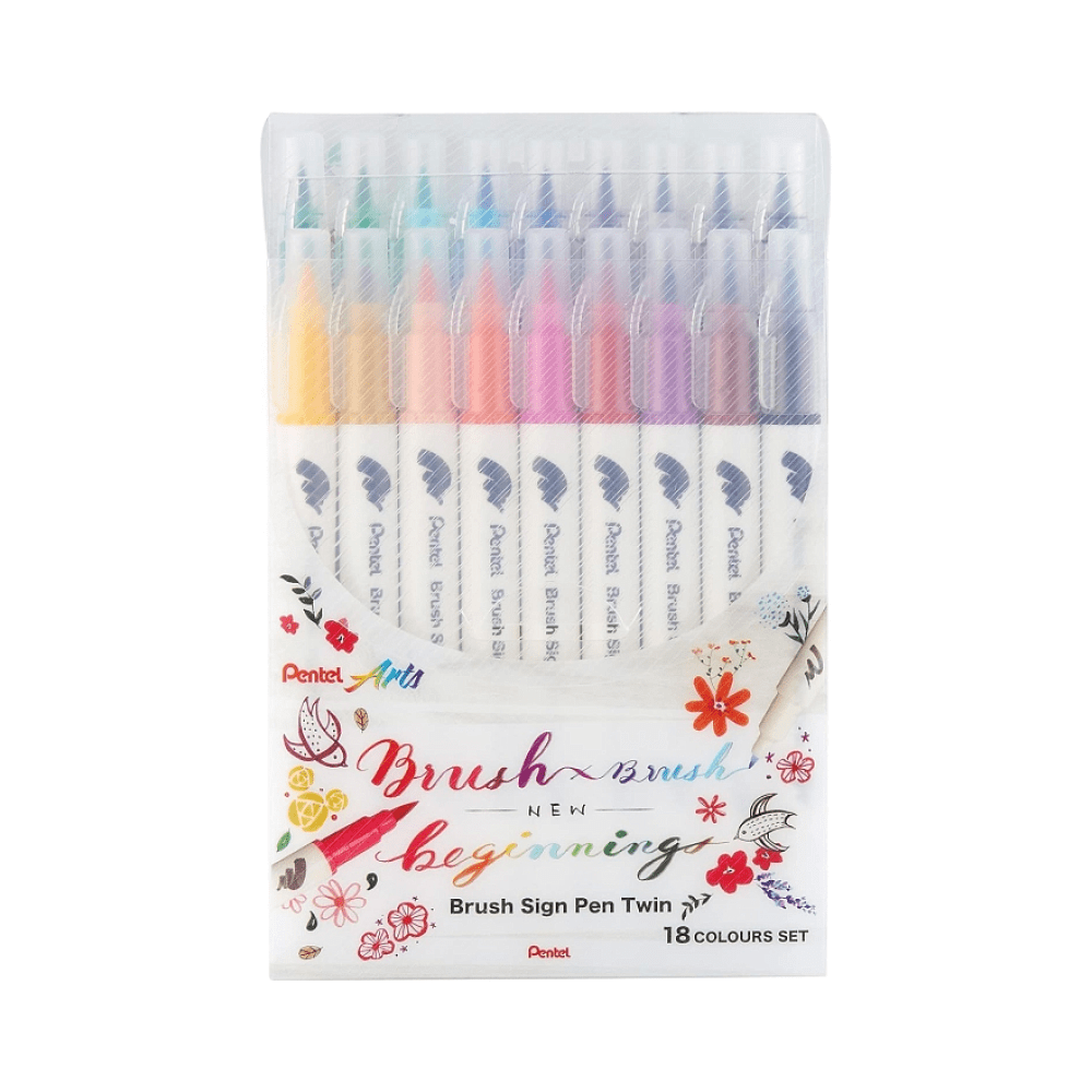 Маркер-кисть "Brush Sign pen twin", 18 шт