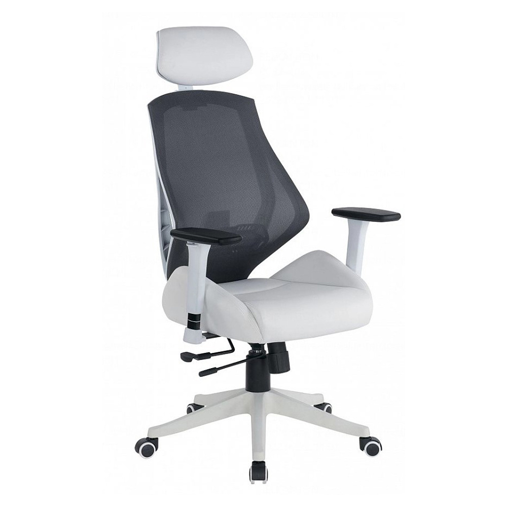 Кресло для руководителя "SPACE", сетка, ткань, экокожа, белый, серый