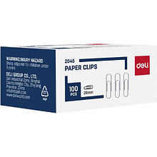 Скрепки "Deli", 28 мм, 100 шт., серебристый