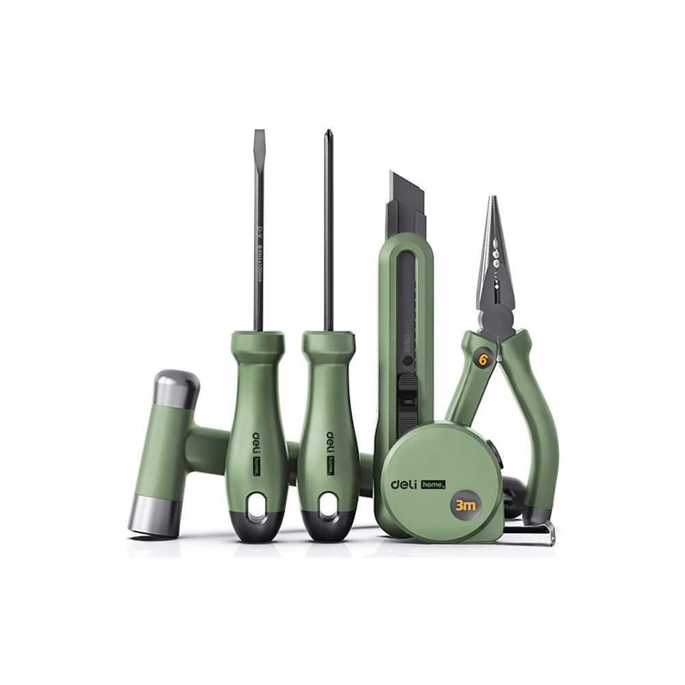 Набор ручного инструмента Deli HS EHT0006L, 6 предметов, Soft Touch, зеленый