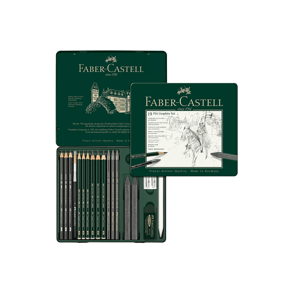 Карандаш чернографитный "Castell 9000", 19 штук, в металлическом футляре - 2