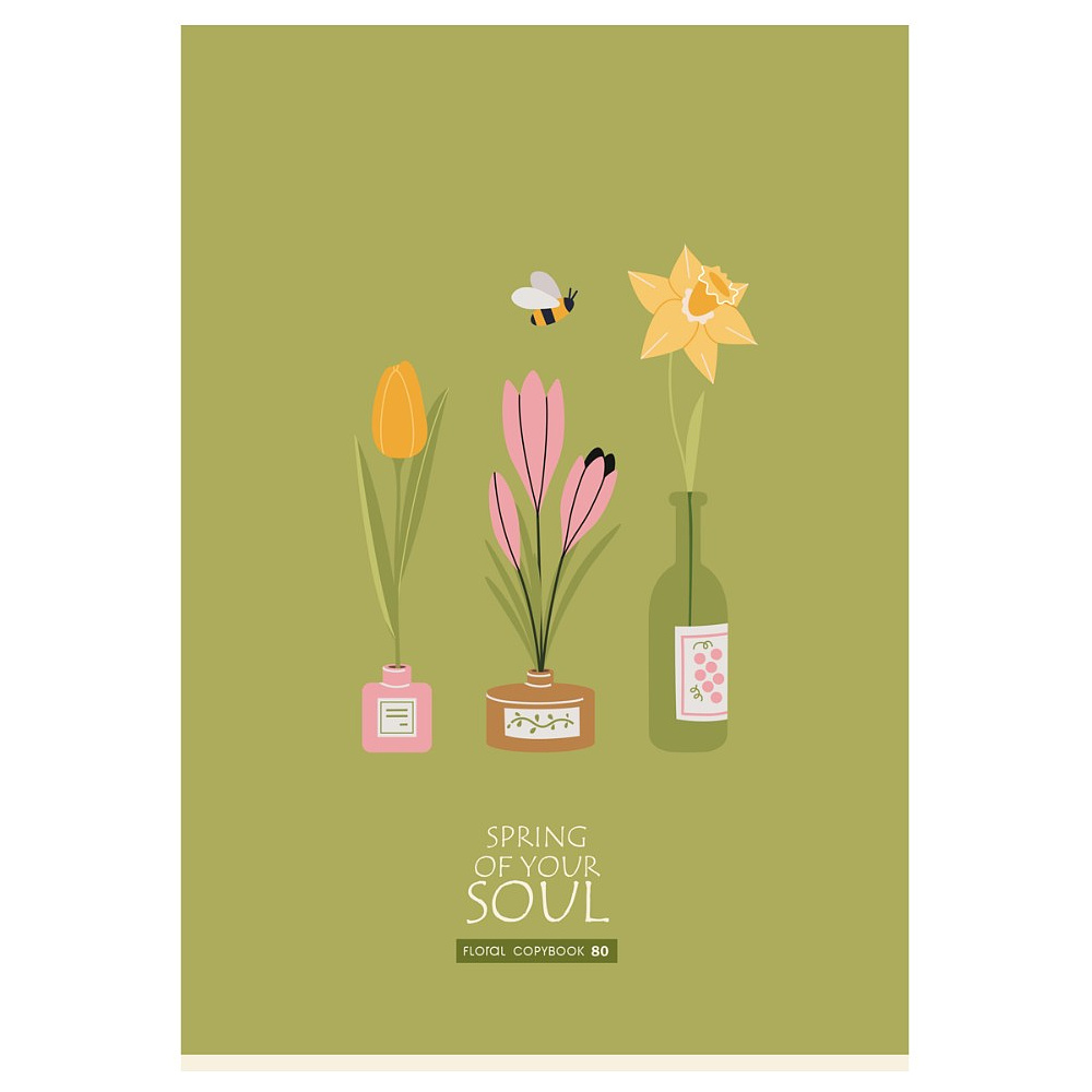 Тетрадь "Весна", А4, 80 листов, клетка, ассорти - 3