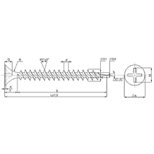 Саморез 3.5х41 мм для монтажа ГКЛ к металлу, фосфат, 1000 шт.