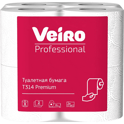 Бумага туалетная Veiro Professional Premium, 6 рулонов, 2 слоя, 20 м