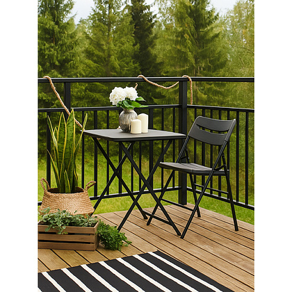 Стул складной, пластик, темно-серый - 3