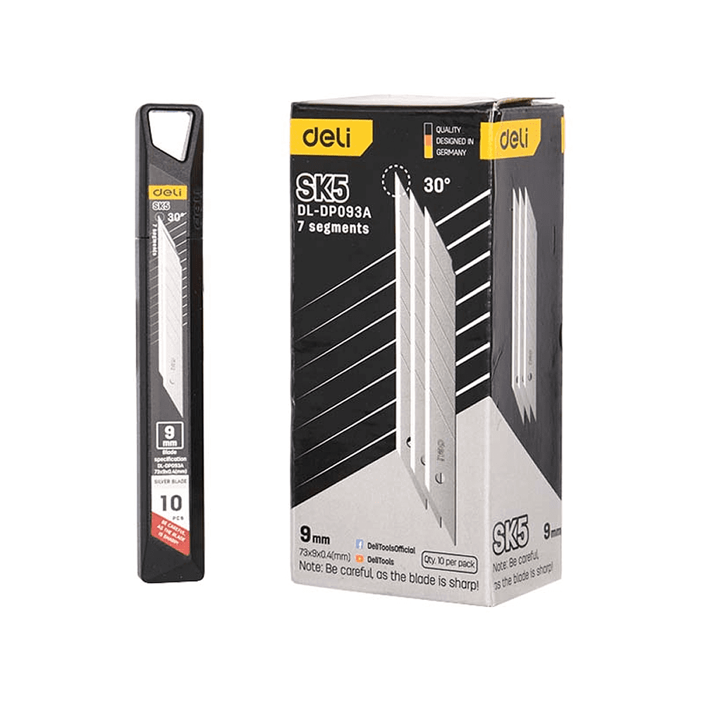 Лезвия для малого ножа "Deli SK5", 9 мм, 10 штук