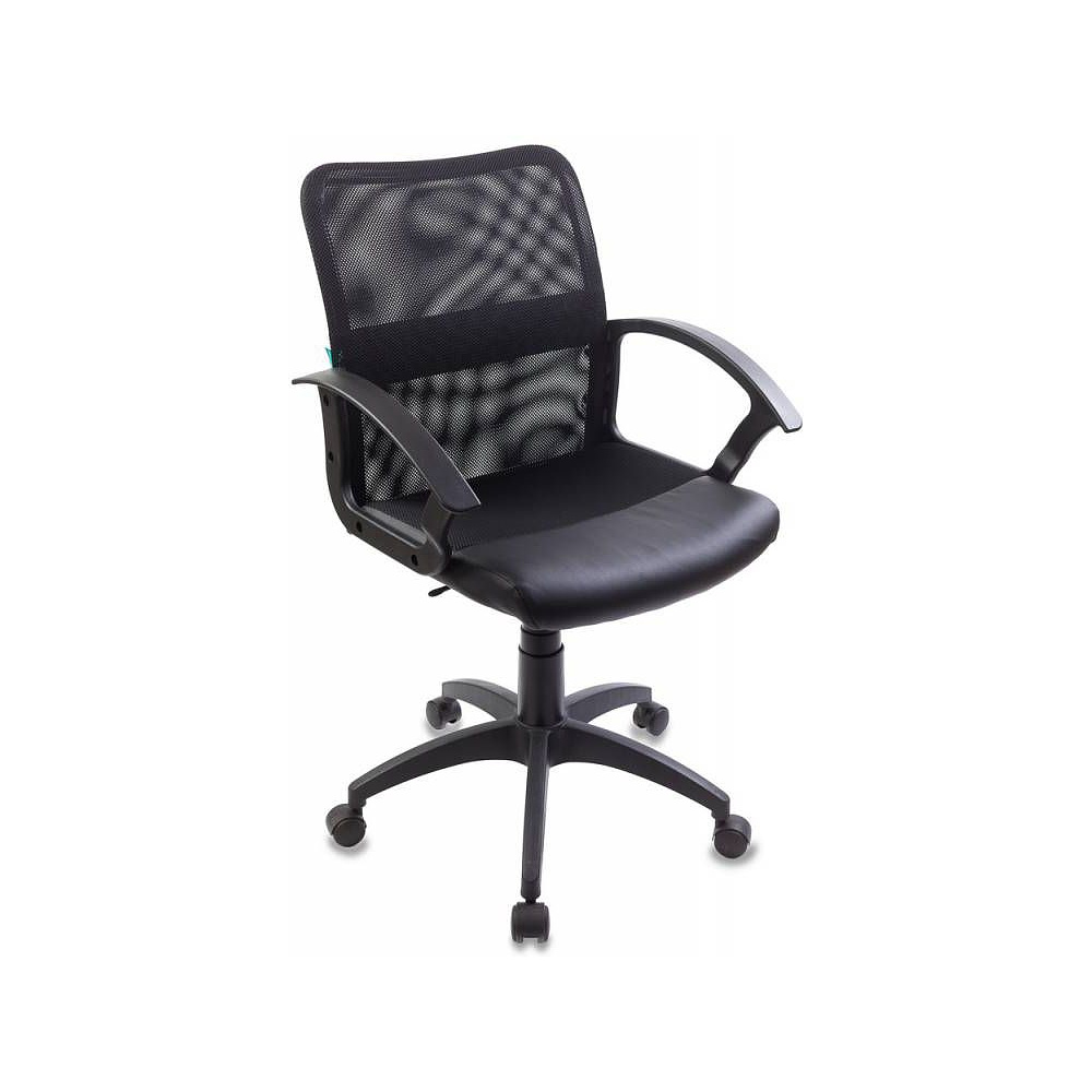 Кресло для персонала "Бюрократ CH-590/BLACK", ткань, кожзам, пластик, черный