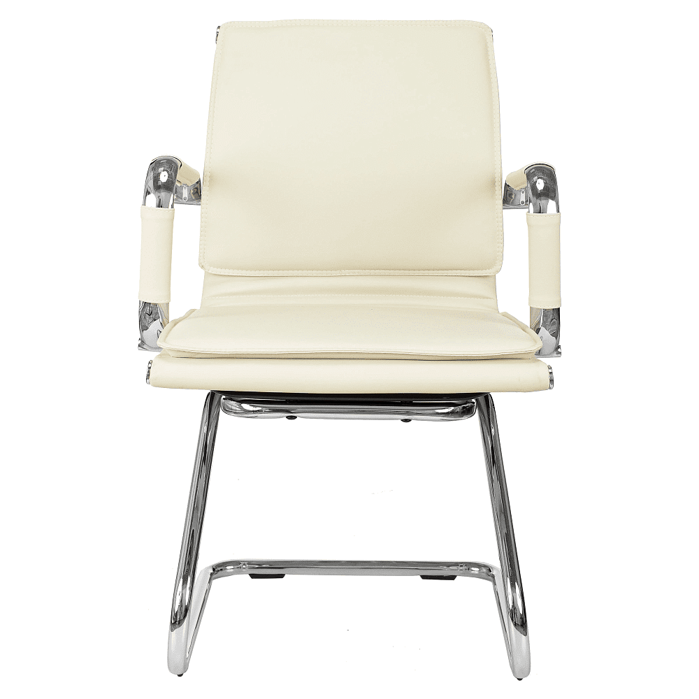 Кресло на полозьях "Бюрократ Ch-993-Low-V", экокожа, слоновая кость, металл хром - 2