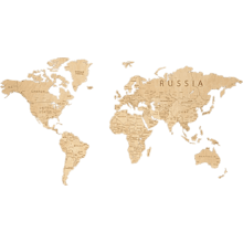 Пазл деревянный "Карта мира на английском языке" одноуровневый на стену