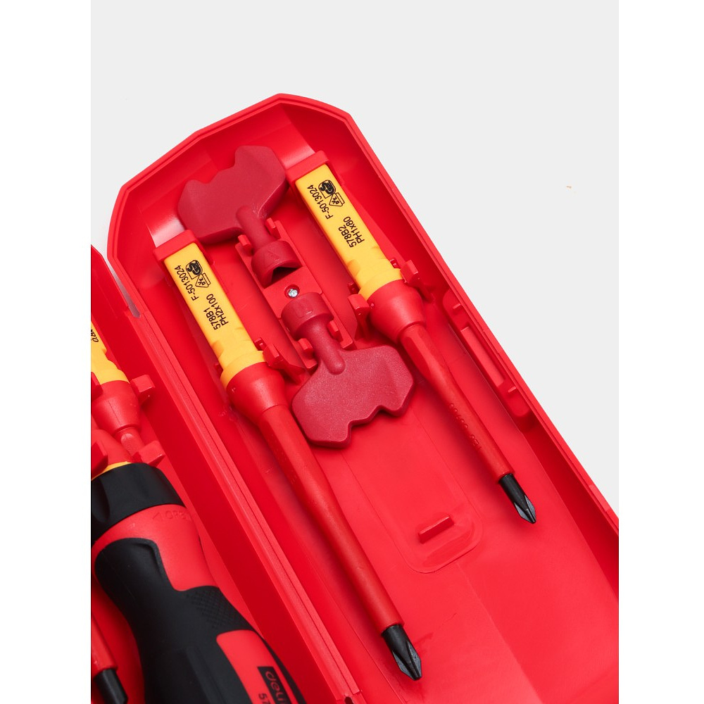 Набор отверток диэлектрических Deli YS DL510107, 7 предметов, красный, желтый - 6