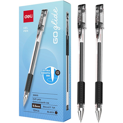 Ручка гелевая "Go Glide", 0.5 мм, прозрачный, стерж. черный - 3