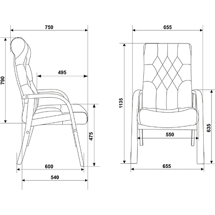 Кресло Бюрократ T-9928WALNUT-CF, натуральная  кожа, зеленый, каркас дерево  - 11