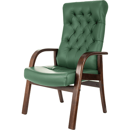 Кресло Бюрократ T-9928WALNUT-CF, натуральная  кожа, зеленый, каркас дерево  - 4