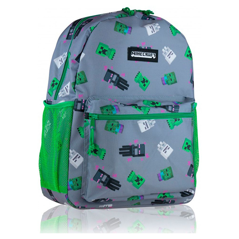 Рюкзак молодежный "Minecraft", зеленый, серый