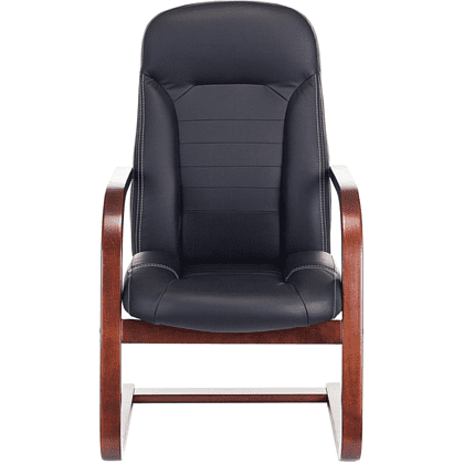 Кресло на полозьях Бюрократ "T-9923WALNUT-AV" натуральная кожа, дерево, черный - 2