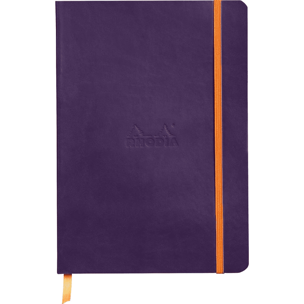 Блокнот "Rhodiarama", на резинке, А5, 80 листов, линейка, фиолетовый